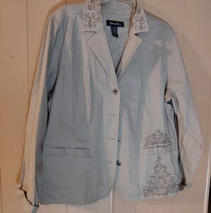 Denim And Co Xl Womans Embroied Button Down Jacket
